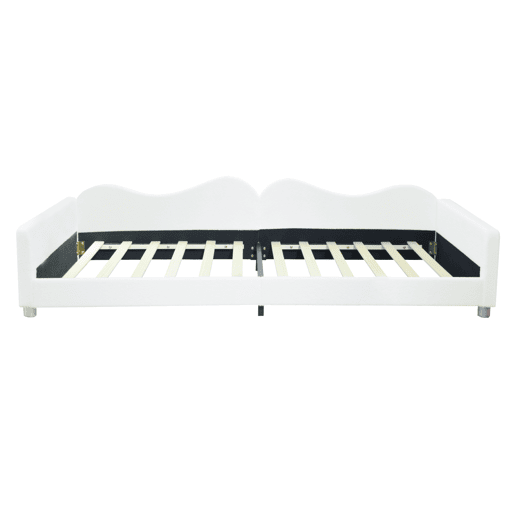 Sofá-cama 90x200 cm em tecido felpudo francês - com estrado de molas - Branco