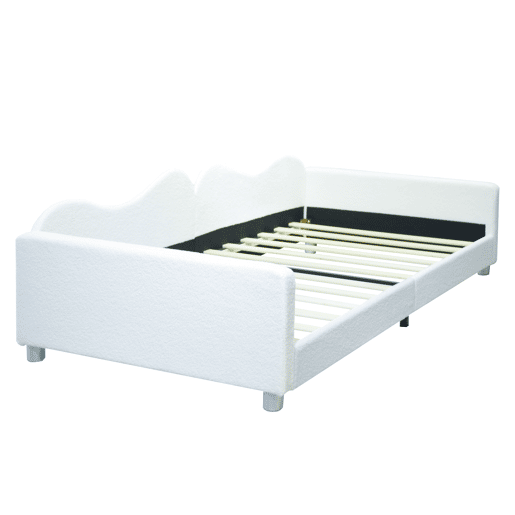 Sofá-cama 90x200 cm em tecido felpudo francês - com estrado de molas - Branco