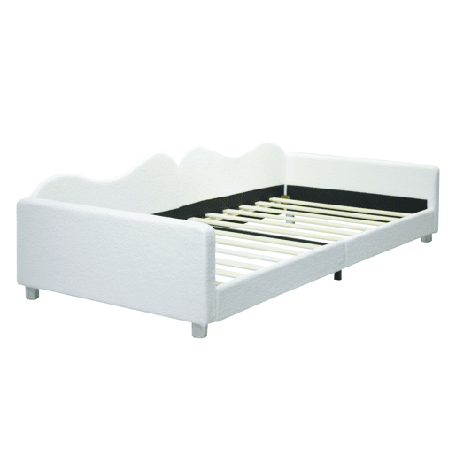 Sofá-cama 90x200 cm em tecido felpudo francês - com estrado de molas - Branco