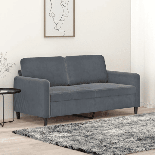 Sofá de 2 lugares - Sofá fixo 140 cm veludo cinza-escuro Sofá de 2 lugares - Sofá fixo 140 cm veludo cinza-escuro