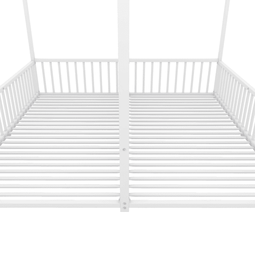 Cama-cama de ferro 2x90x200cm - com teto e estrado de ripas - Branco Cama-cama de ferro 2x90x200cm - com teto e estrado de ripas - Branco