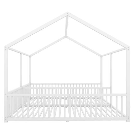 Cama-cama de ferro 2x90x200cm - com teto e estrado de ripas - Branco Cama-cama de ferro 2x90x200cm - com teto e estrado de ripas - Branco