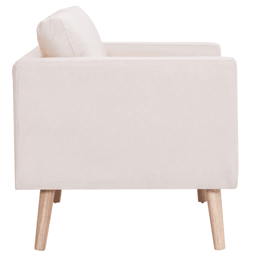 Sofá de 3 lugares - Sofá fixo em tecido cor creme Sofá de 3 lugares - Sofá fixo em tecido cor creme