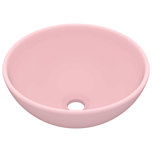 Lavatório - Lavabo - Pia de banheiro WC luxuoso redondo 32,5x14cm cerâmica rosa mate
