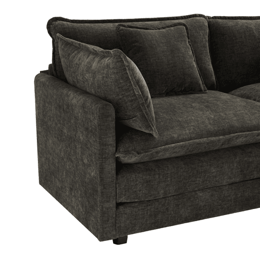 Sofá de canto de 3 lugares em chenille com apoio modular para os pés - Cinzento