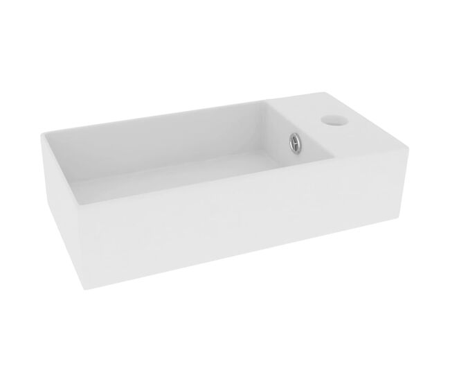 Lavabo - lavamanos con rebosadero cerámica blanco mate