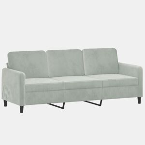 Sofá de 3 lugares - Sofá fixo 180 cm veludo cinzento-claro