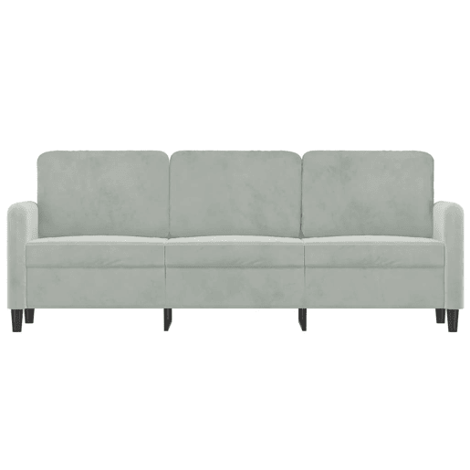 Sofá de 3 lugares - Sofá fixo 180 cm veludo cinzento-claro Sofá de 3 lugares - Sofá fixo 180 cm veludo cinzento-claro