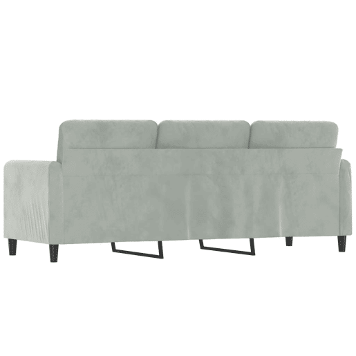 Sofá de 3 lugares - Sofá fixo 180 cm veludo cinzento-claro Sofá de 3 lugares - Sofá fixo 180 cm veludo cinzento-claro