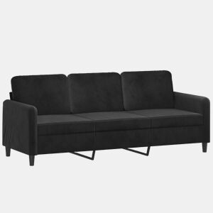 Sofá de 3 lugares - Sofá fixo 180 cm veludo preto