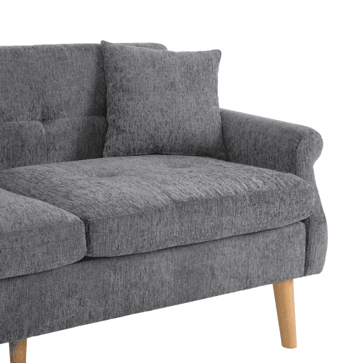 Sofá de 2 lugares estofado em chenille - 162x74x77 cm - Cinzento