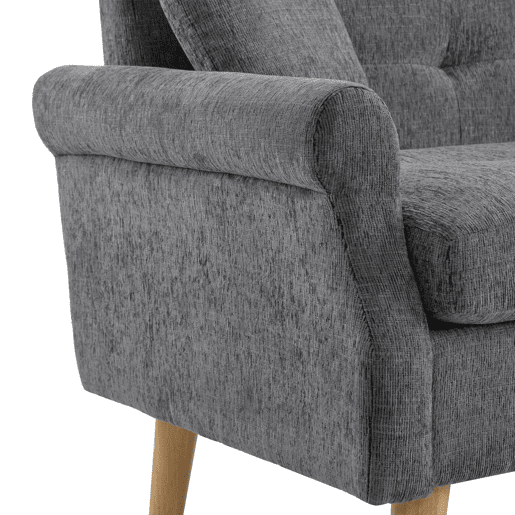 Sofá de 2 lugares estofado em chenille - 162x74x77 cm - Cinzento