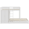 Combinação de beliche 2x90x200 cm + cama de rodízio 90x190 cm - com 1 roupeiro, 2 gavetas e prateleiras - Branco
