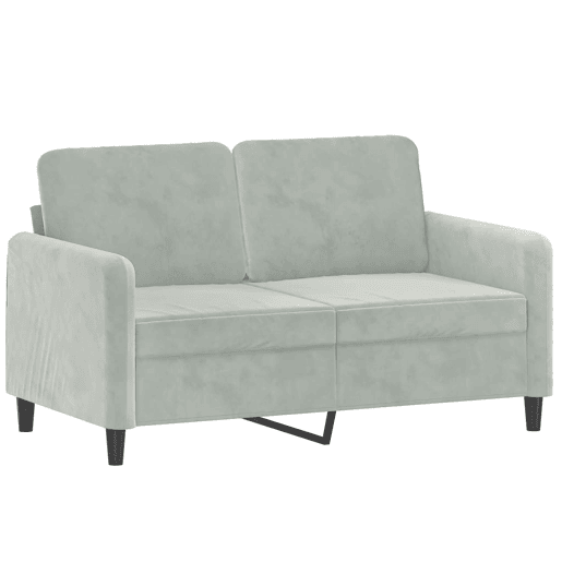 Sofá de 2 lugares - Sofá fixo 120 cm veludo cinzento-claro Sofá de 2 lugares - Sofá fixo 120 cm veludo cinzento-claro
