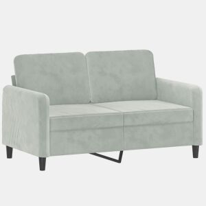 Sofá de 2 lugares - Sofá fixo 120 cm veludo cinzento-claro