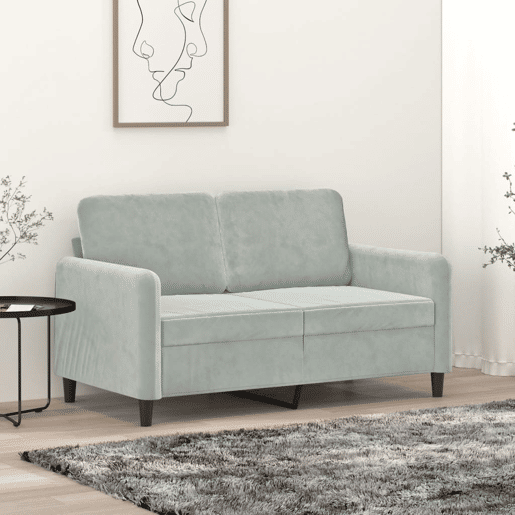 Sofá de 2 lugares - Sofá fixo 120 cm veludo cinzento-claro Sofá de 2 lugares - Sofá fixo 120 cm veludo cinzento-claro