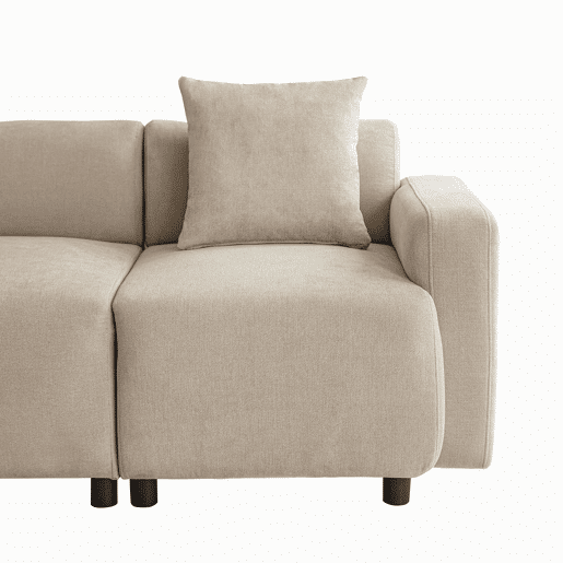 Sofá de 3 lugares em tecido Chenille com 2 almofadas - capacidade para 211 cm - Bege