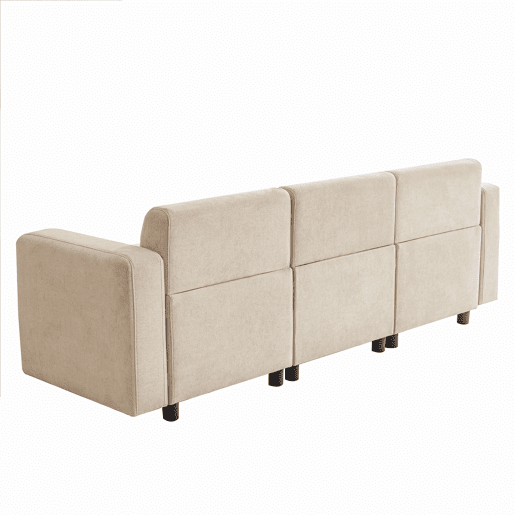 Sofá de 3 lugares em tecido Chenille com 2 almofadas - capacidade para 211 cm - Bege