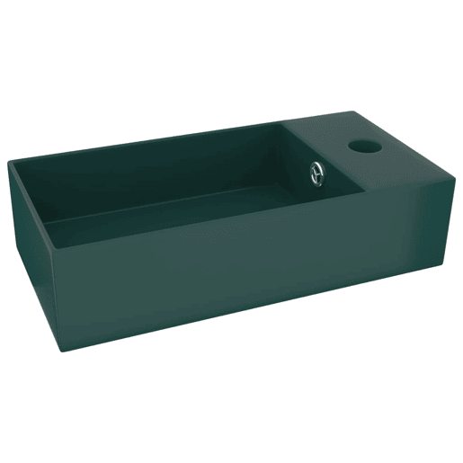 Lavatório - Lavabo - Pia de banheiro WC c extravasamento cerâmica verde-escuro