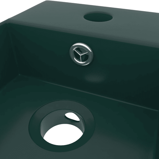Lavatório - Lavabo - Pia de banheiro WC c extravasamento cerâmica verde-escuro