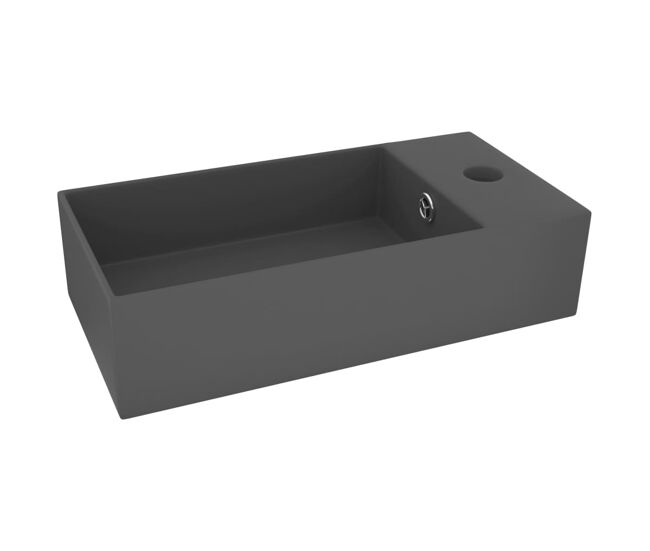 Lavabo - lavamanos con rebosadero cerámica gris oscuro