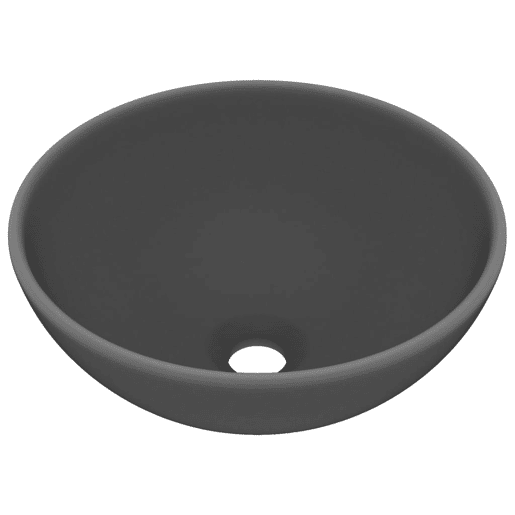 Lavatório - Lavabo - Pia de banheiro WC luxuoso redondo 32,5x14cm cerâmica cinzento mate