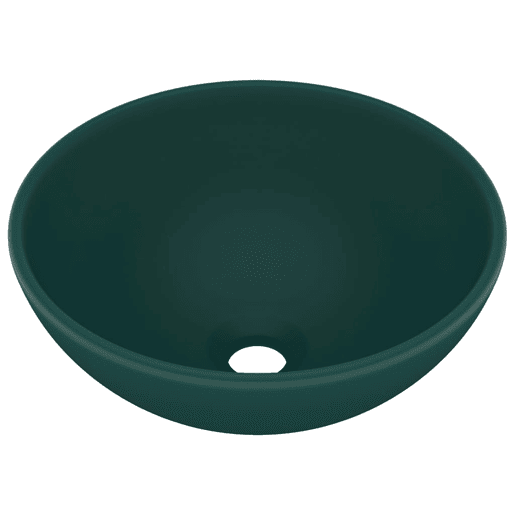 Lavatório - Lavabo - Pia de banheiro WC luxuoso redondo 32,5x14cm cerâmica verde mate