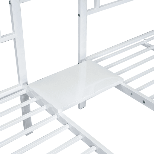 Beliche triplo 3x90x200cm com escada e tabuleiro - estrutura metálica - Branco