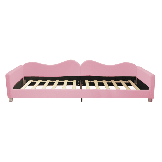 Sofá-cama 90x200 cm em tecido felpudo francês - com estrado de molas - Rosa