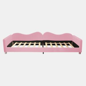 Sofá-cama 90x200 cm em tecido felpudo francês - com estrado de molas - Rosa