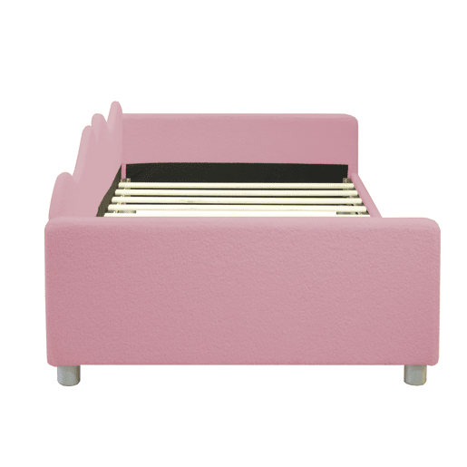 Sofá-cama 90x200 cm em tecido felpudo francês - com estrado de molas - Rosa
