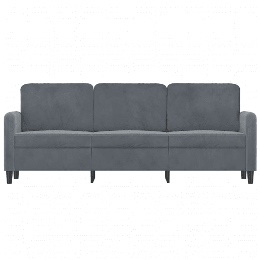 Sofá de 3 lugares - Sofá fixo 180 cm veludo cinza-escuro