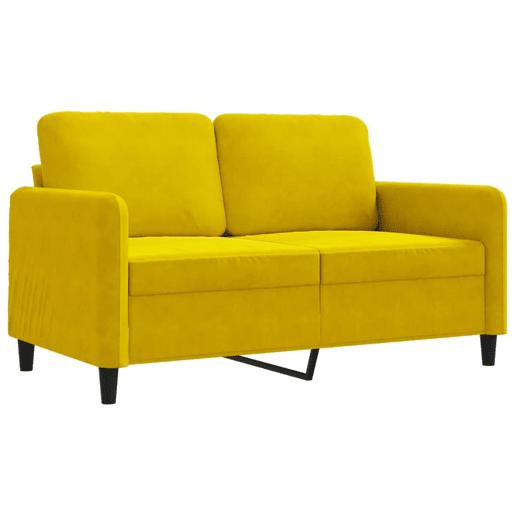 Sofá de 2 lugares - Sofá fixo veludo 120 cm amarelo