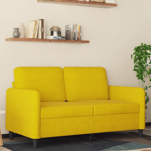 Sofá de 2 lugares - Sofá fixo veludo 120 cm amarelo