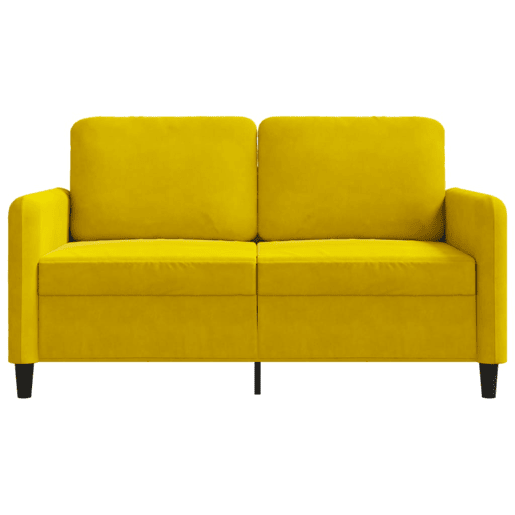 Sofá de 2 lugares - Sofá fixo veludo 120 cm amarelo