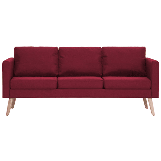 Sofá de 3 lugares - Sofá fixo em tecido vermelho tinto