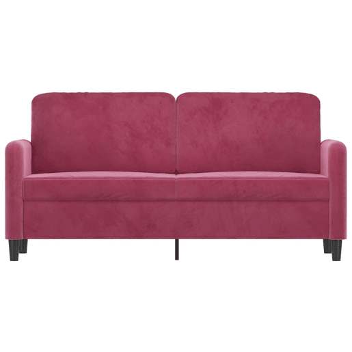 Sofá de 2 lugares - Sofá fixo veludo 140 cm vermelho tinto Sofá de 2 lugares - Sofá fixo veludo 140 cm vermelho tinto