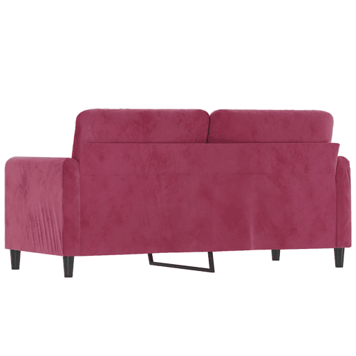 Sofá de 2 lugares - Sofá fixo veludo 140 cm vermelho tinto Sofá de 2 lugares - Sofá fixo veludo 140 cm vermelho tinto