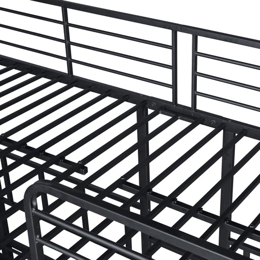 Beliche triplo 3x90x200cm com escada e tabuleiro - estrutura metálica - Preto