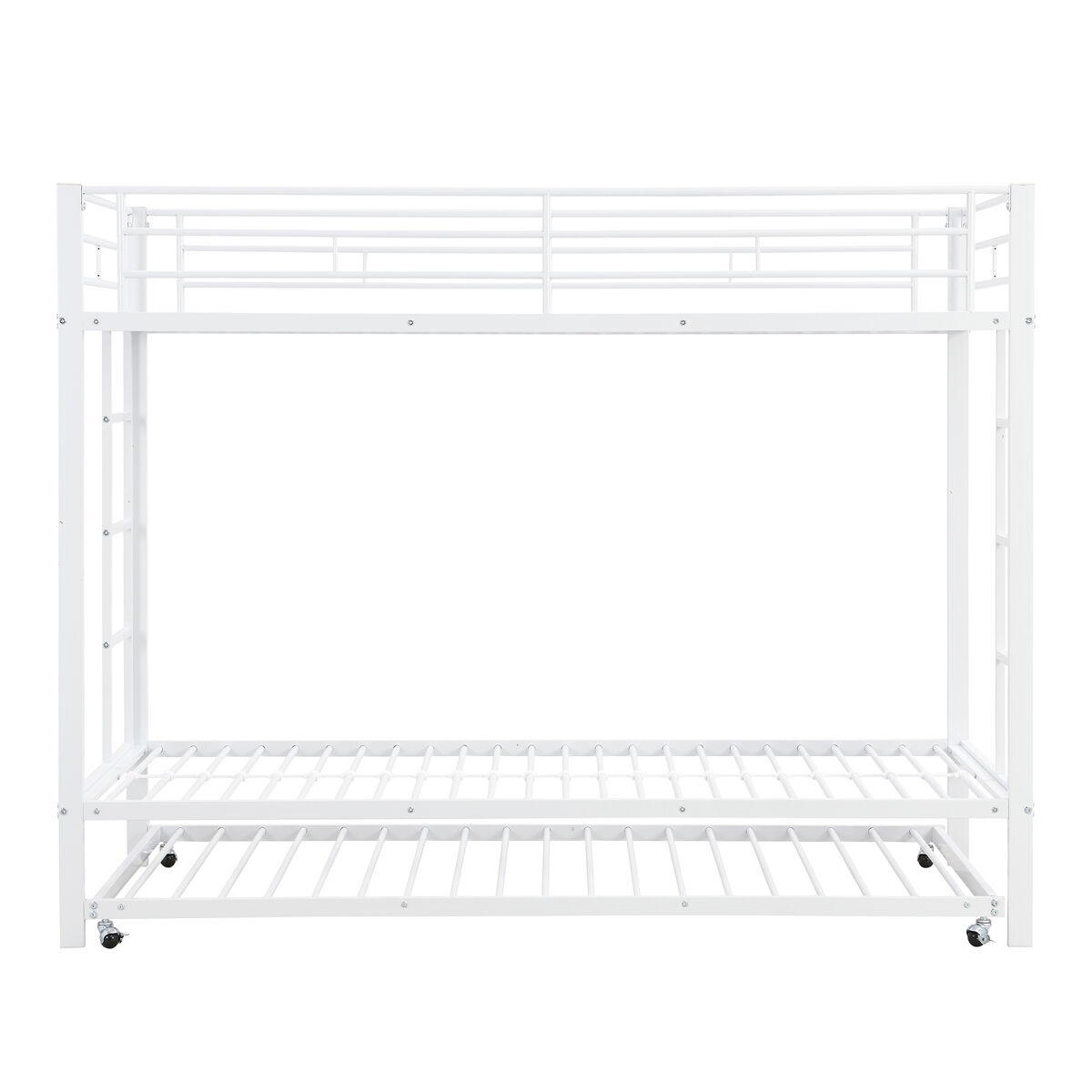 Litera de metal de 90x200 cm - con cama nido con ruedas de 90x190 cm - blanco