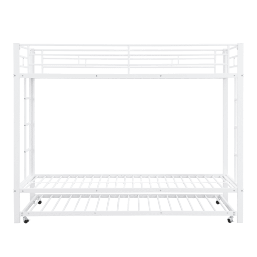 Beliche de metal 90x200 cm - com cama com rodízios 90x190 cm - Branco