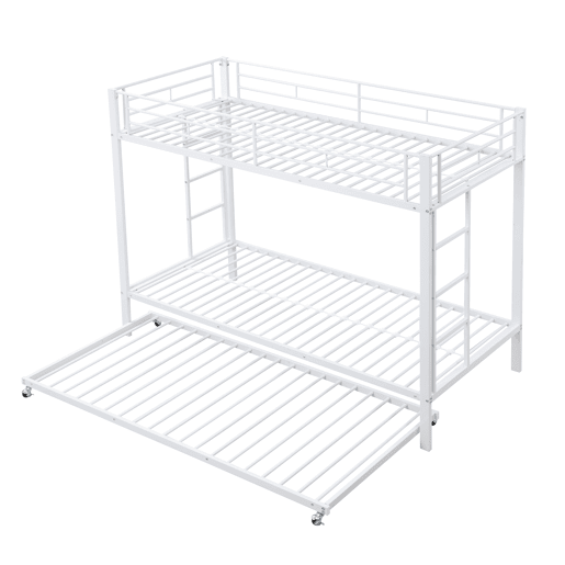 Beliche de metal 90x200 cm - com cama com rodízios 90x190 cm - Branco
