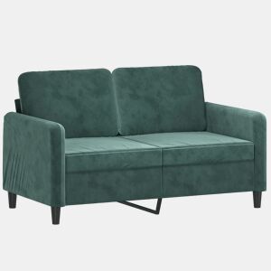 Sofá de 2 lugares - Sofá fixo 120 cm veludo verde-escuro