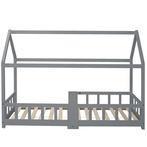 Cabine-cama 90x200 cm em madeira maciça - com ardósia - Cinzento