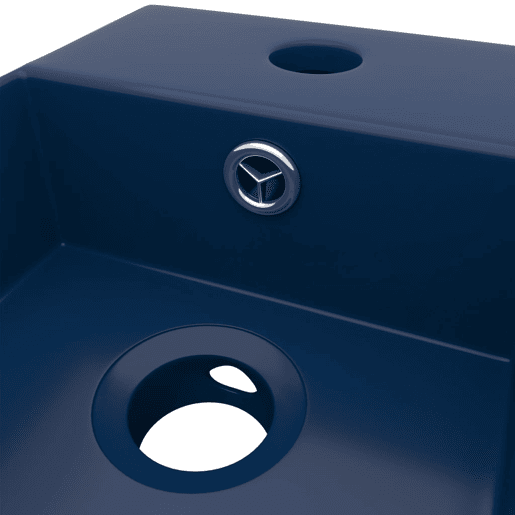 Lavatório - Lavabo - Pia de banheiro WC c extravasamento cerâmica azul-escuro