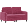 Sofá de 2 lugares - Sofá fixo veludo 120 cm vermelho tinto