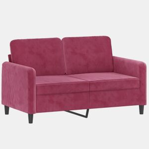 Sofá de 2 lugares - Sofá fixo veludo 120 cm vermelho tinto