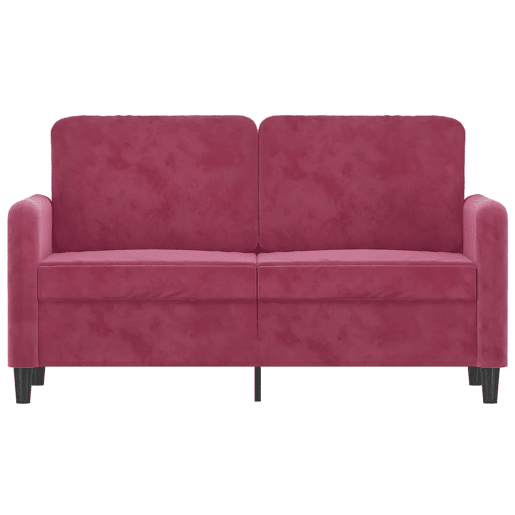 Sofá de 2 lugares - Sofá fixo veludo 120 cm vermelho tinto Sofá de 2 lugares - Sofá fixo veludo 120 cm vermelho tinto