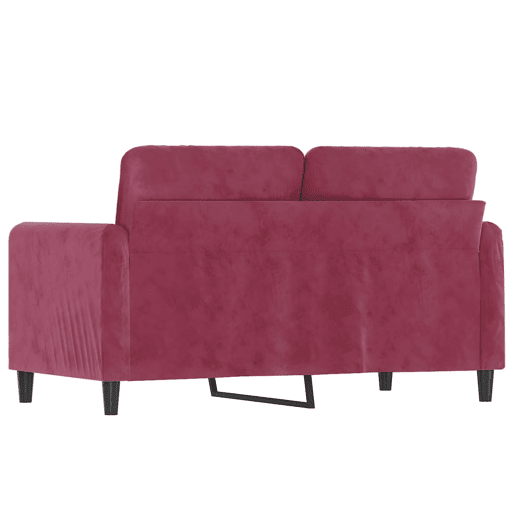 Sofá de 2 lugares - Sofá fixo veludo 120 cm vermelho tinto Sofá de 2 lugares - Sofá fixo veludo 120 cm vermelho tinto