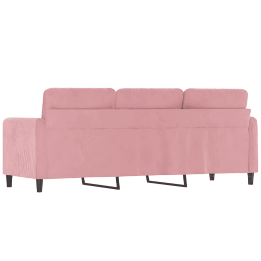 Sofá de 3 lugares - Sofá fixo 180 cm veludo rosa